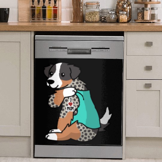 I Love Mom Tattoo Australian Shepherd Dish Washer Covers