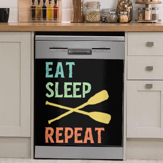 Eat Sleep Paddle Repeat Vintage Canoe Kayak Dish Washer Covers