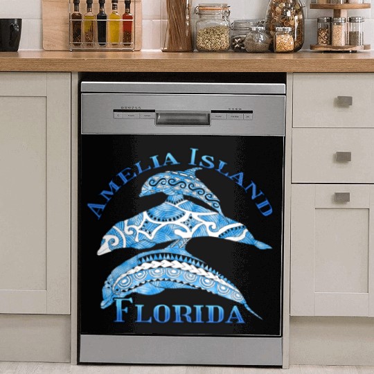 Amelia Island Florida Vacation Tribal Dolphins Dish Washer Covers