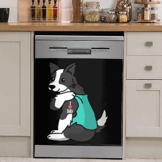 I Love Dad Border Collie Dish Washer Covers