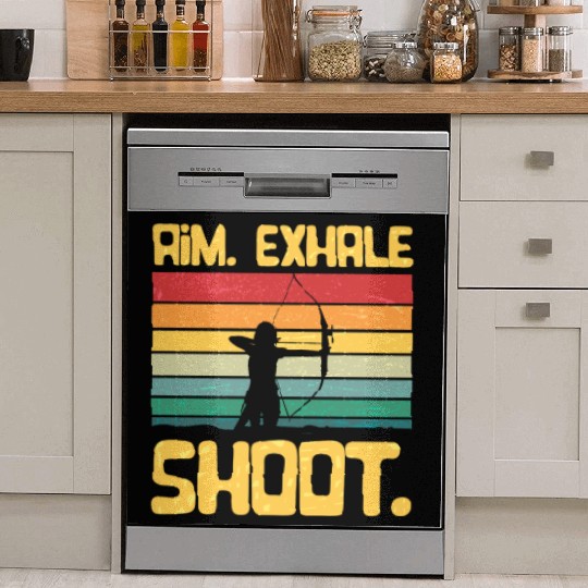 Archery Girl Aim Exhale Shoot Archer Retro Vintage Dish Washer Covers