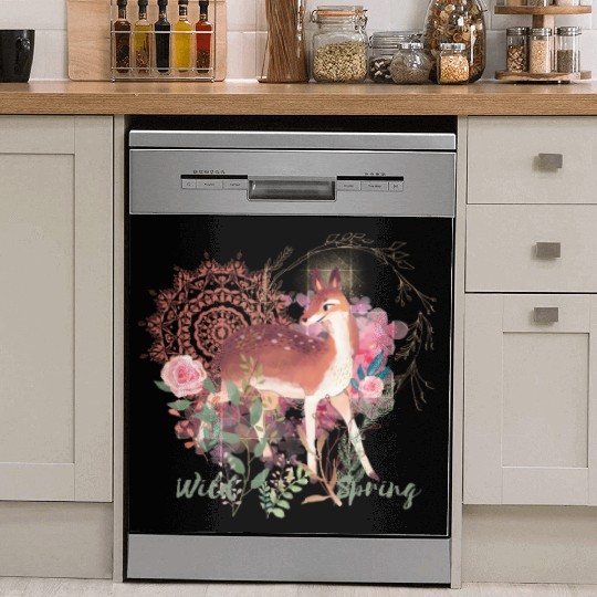 Sweet Deer In Wild Spring - 8 Dish Washer Covers