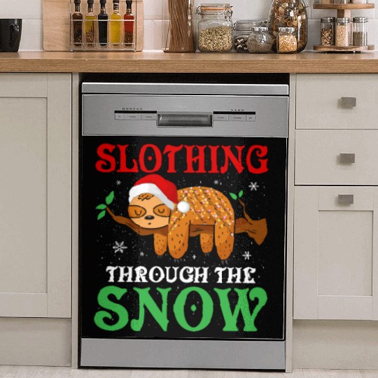 Sloth Sloths, Slothing, Snow, Christmas Dish Washer Covers