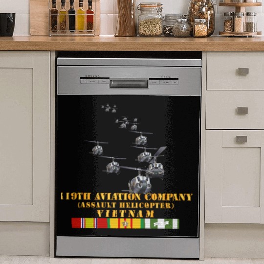 Army 119th Aviation Company Assault Helicopter w V Dish Washer Covers