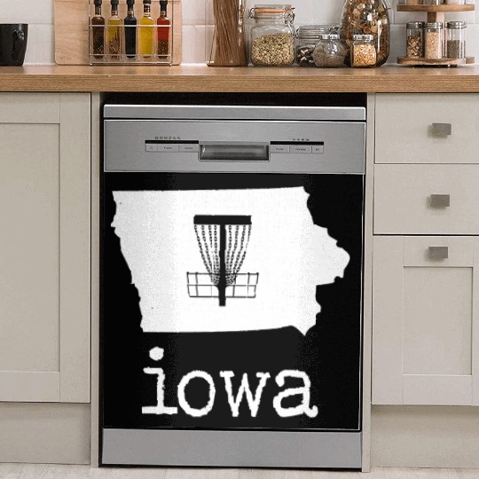 State of Iowa Disc Golf Dish Washer Covers Golfer Golfing