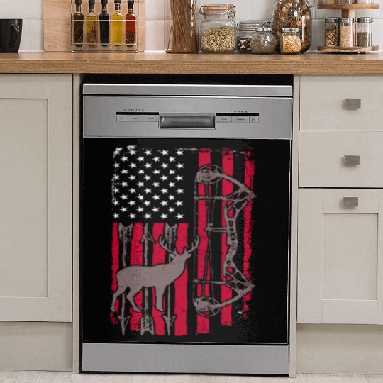 American Flag Deer Bow Hunting Dish Washer Covers