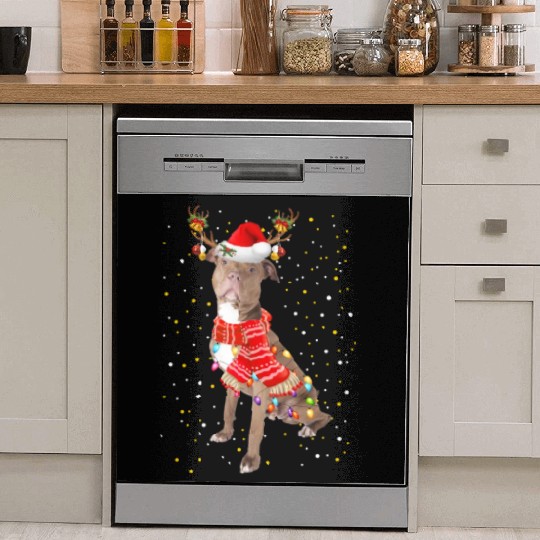 Pitbull Reindeer Christmas Light Dish Washer Covers