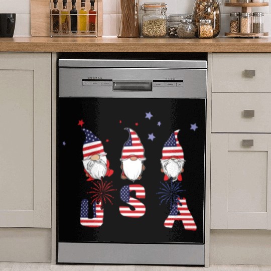 Elf Dwarf Gnome America American Flag 4th Of July Dish Washer Covers