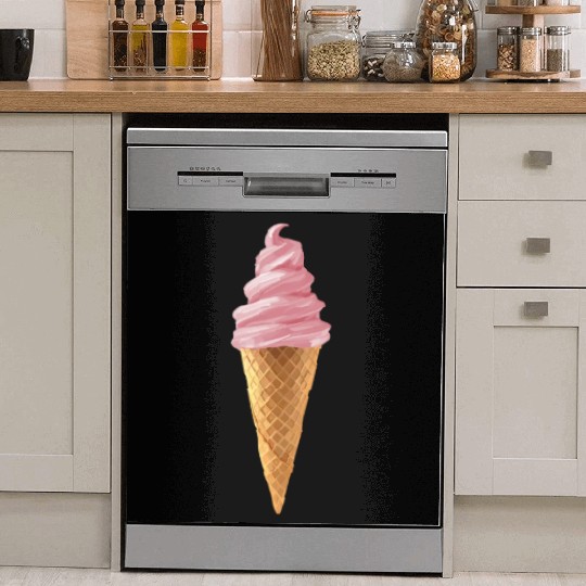 Pink Soft Serve Strawberry Icecream Cone Dish Washer Covers