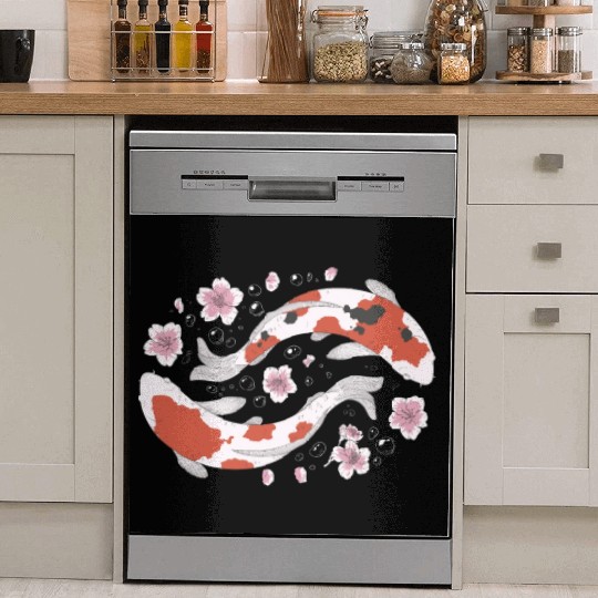 Japanese Koi Fish and Cherry Blossom Dish Washer Covers