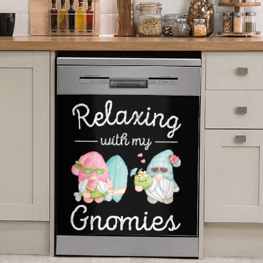 Relaxing Gnomes Surfing Vacation Gnome Lover Dish Washer Covers