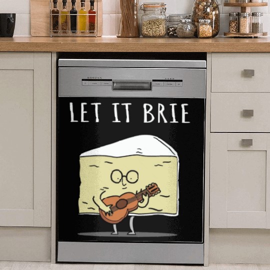 Let It Brie Cheese Musician With Guitar Dish Washer Covers