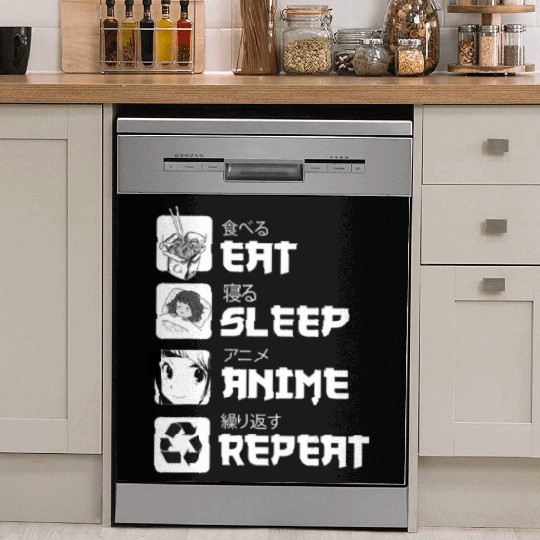 Awesome Anime Eat Sleep Anime Repeat Teenager Dish Washer Covers