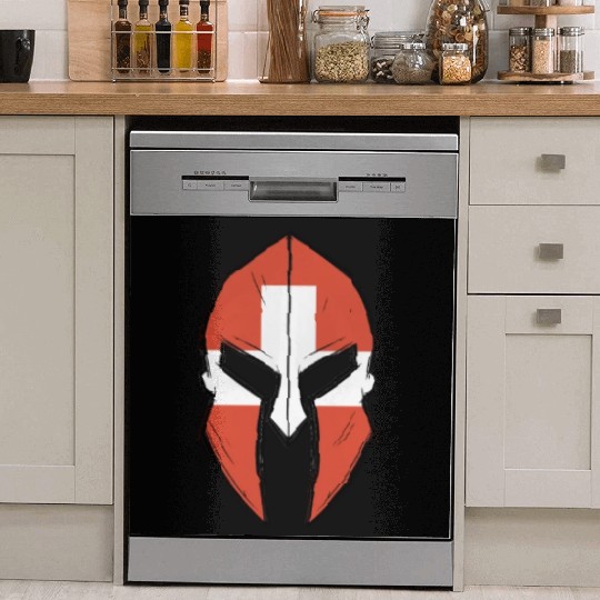 Switzerland flag in Spartan warrior Helmet Dish Washer Covers