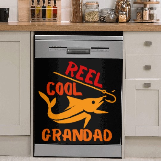 REEL COOL GRANDAD, FISHERMAN, GRANDPA Dish Washer Covers