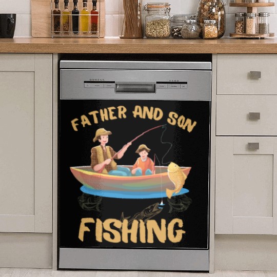 FATHER AND SON FISHING, DAUGTHER, FATHERS DAY Dish Washer Covers