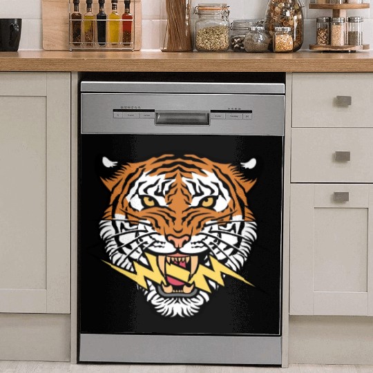 Tiger face and lightning bolt Dish Washer Covers