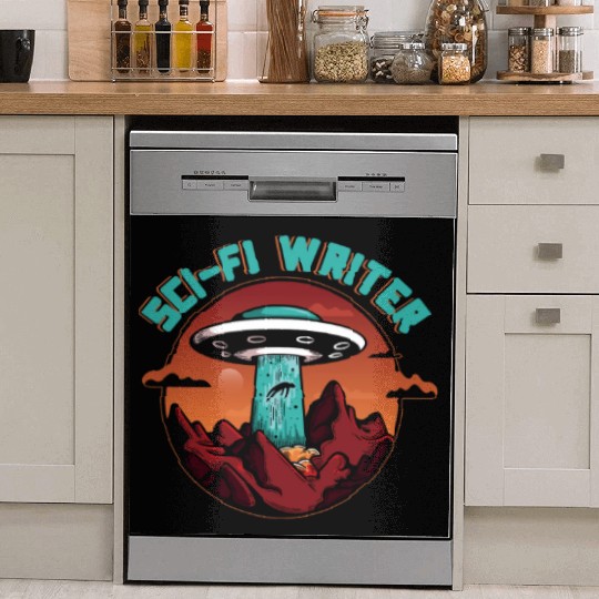 Sci Fi Writer Alien Science Fiction Author Dish Washer Covers