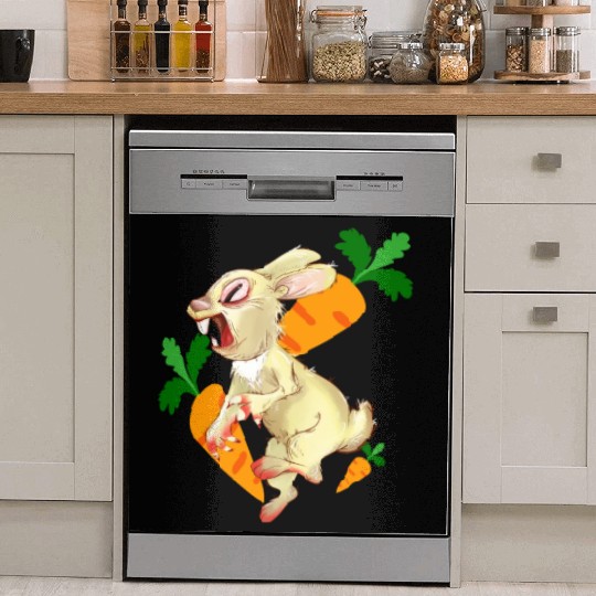 Crazy rabbit running for carrot Dish Washer Covers