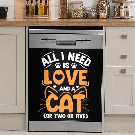 Love and a Cat Funny Cat Lover Kitty Cats Mom Dad Dish Washer Covers