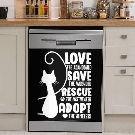 Love Save Rescue Cat Lover Kitty Cats Mom Dad Dish Washer Covers