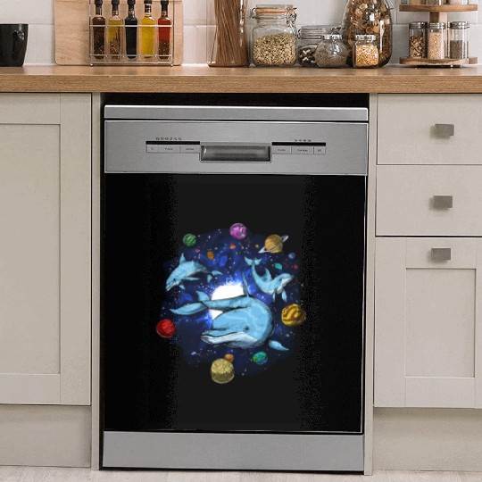 Psychedelic Space Dolphins Dish Washer Covers