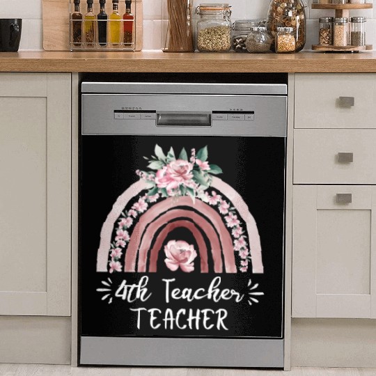 4th grade teacher floral rainbow back to school Dish Washer Covers