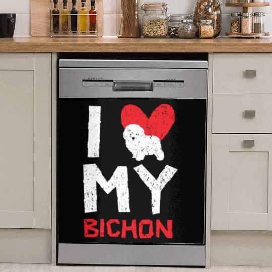 I Love My Bichon Frise Curly Hair Pup Puppy Lover Dish Washer Covers