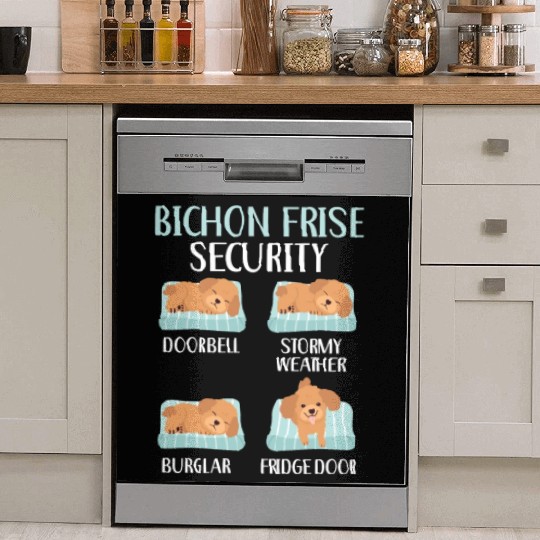 Bichon Frise Security Curly Hair Pup Puppy Lover Dish Washer Covers