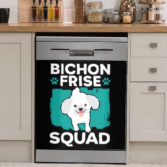 Bichon Frise Squad Curly Hair Pup Puppy Lover Dish Washer Covers
