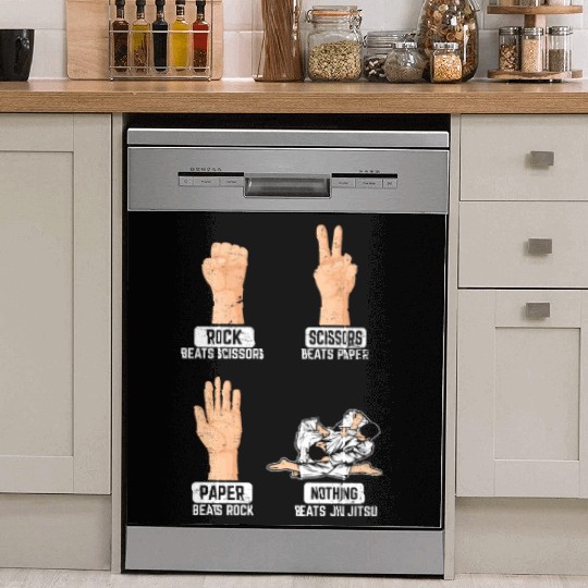 Rock Paper Scissors Nothing Beats Jiu Jitsu BJJ Ji Dish Washer Covers