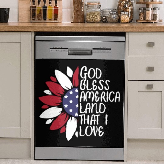 God Bless America Sunflower God Bless USA Dish Washer Covers