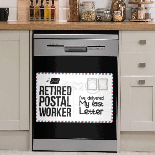 Retired Postal Worker Retirement Mailman Postman Dish Washer Covers