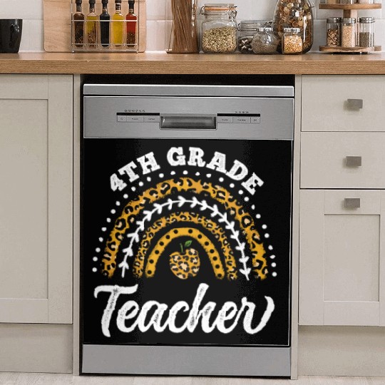 4th Grade Teacher Leopard Rainbow Back To School Dish Washer Covers
