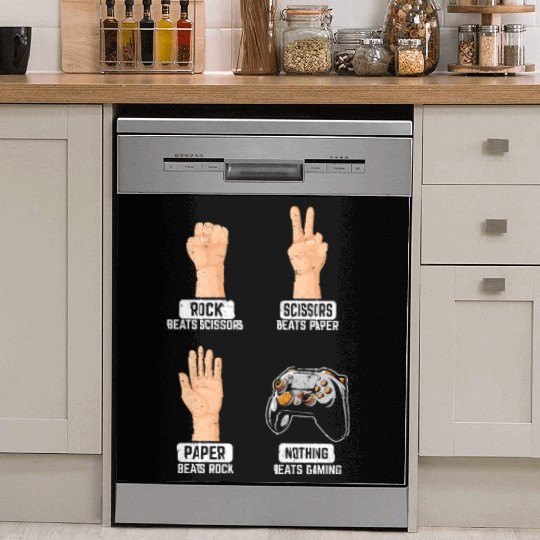 Rock Paper Scissors Nothing Beats Gaming Funny Gam Dish Washer Covers