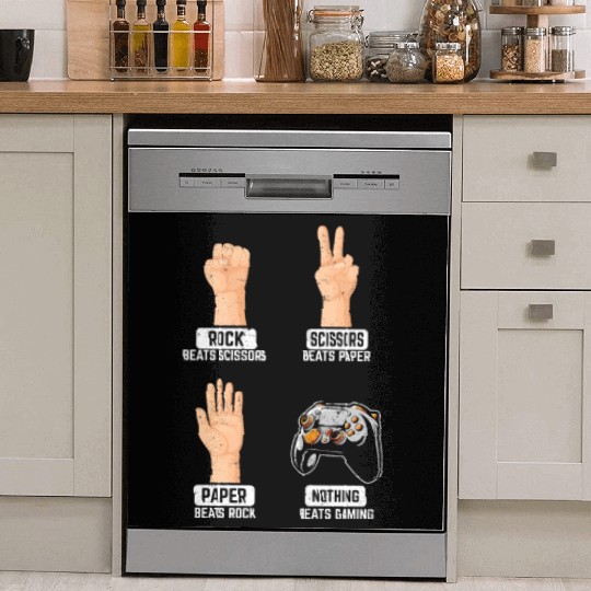 Rock Paper Scissors Nothing Beats Gaming Funny Gam Dish Washer Covers