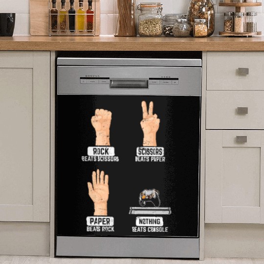 Rock Paper Scissors Nothing Beats Console PC Funny Dish Washer Covers