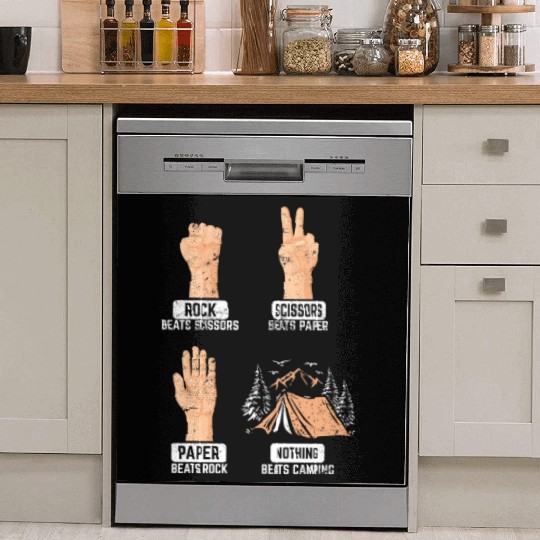 Rock Paper Scissors Nothing Beats Camping Funny Ca Dish Washer Covers