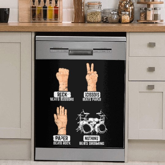 Rock Paper Scissors Nothing Beats Drumming Funny D Dish Washer Covers