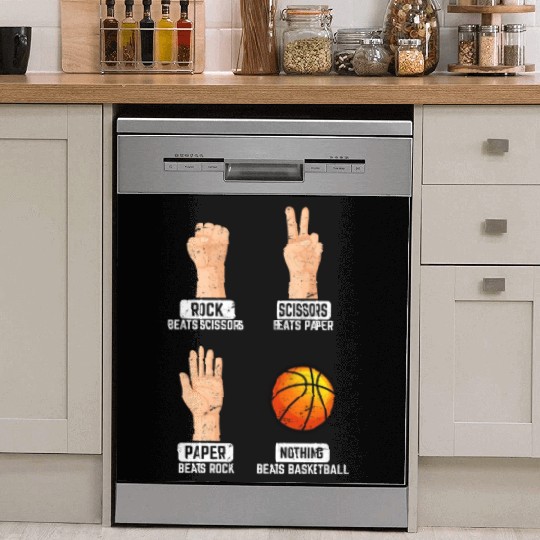 Rock Paper Scissors Nothing Beats Basketball Playe Dish Washer Covers