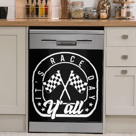 It's Race Day Y'all Dish Washer Covers, Race Day Checkered