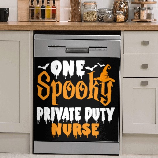 One Spooky Private Duty Nurse Funny Creepy Hallowe Dish Washer Covers