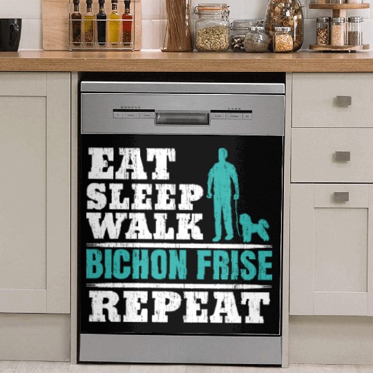 Eat Sleep Walk Bichon Frise Repeat Dog Lover Dish Washer Covers