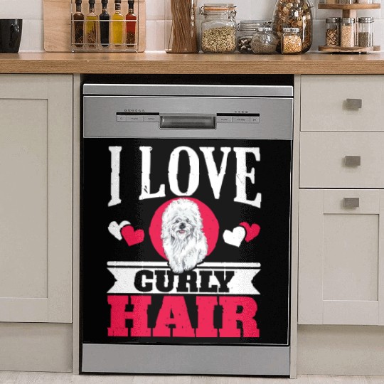 I Love Curly Hair Bichon Frise Dog Lover Puppy Paw Dish Washer Covers