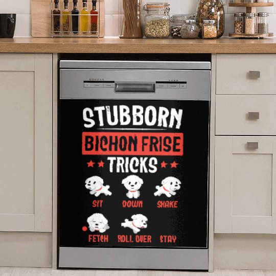 Stubborn Bichon Frise Tricks Dog Lover Puppy Paw Dish Washer Covers