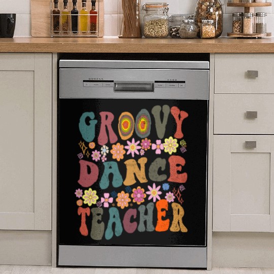 Groovy dance Teacher retro Back To School Dish Washer Covers