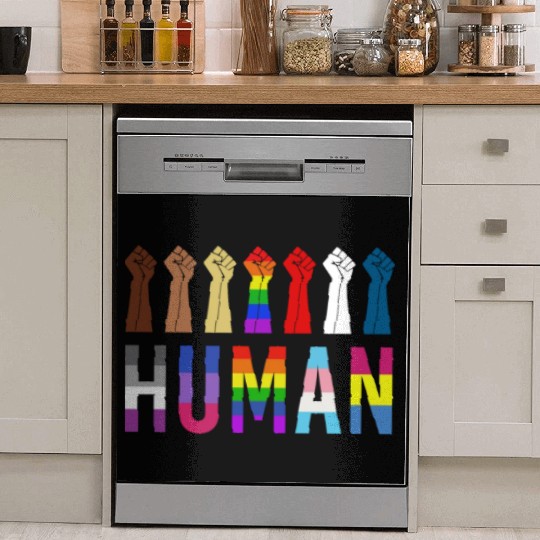 Human Rights For All Resist Feminist LGBT Black Dish Washer Covers