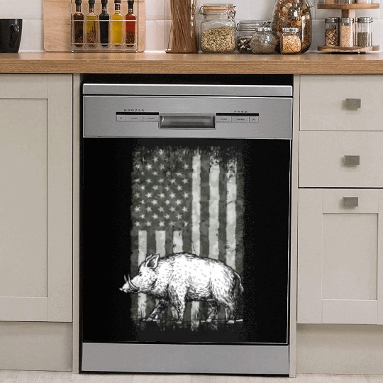 Patriotic Wild Boar Hunting Season For Hog Dish Washer Covers