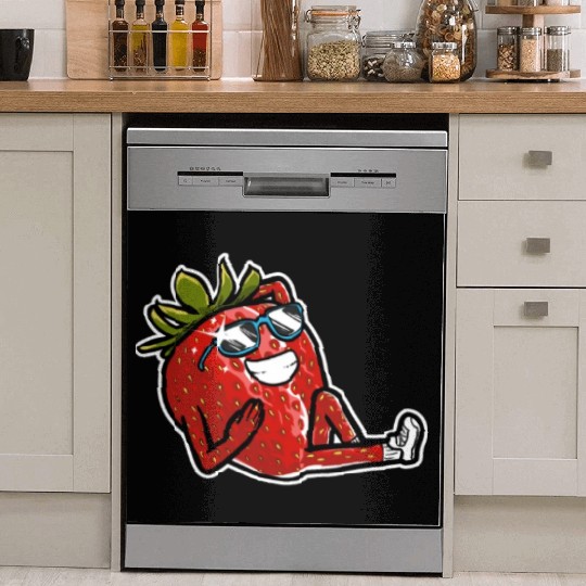 Relaxing Strawberry With Sunglasses Strawberry Dish Washer Covers