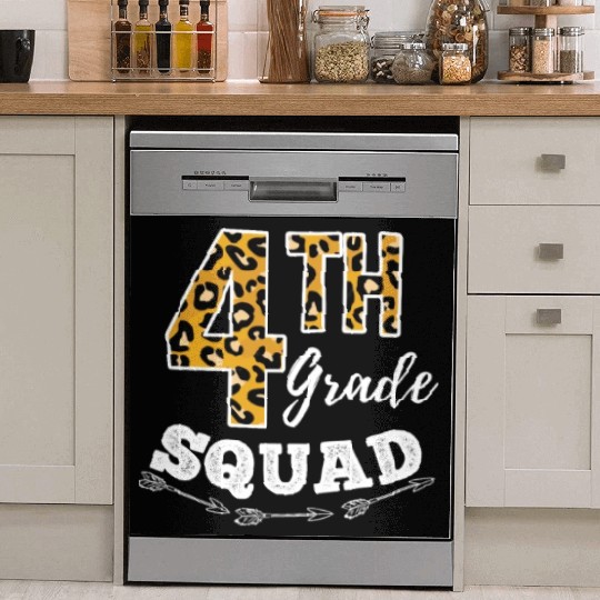 4th Grade Squad Leopard 4th Grade Teacher Dish Washer Covers